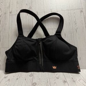 SHEFIT Ultimate Sports Bra Size Small‎ Black Rose High Impact Front Zip Wireless